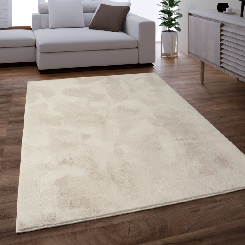 Tapis Salon Adulte Poil Long Shaggy Lavable En Machine Moelleux Pelucheux Crème 100 cm rond - Paco Home