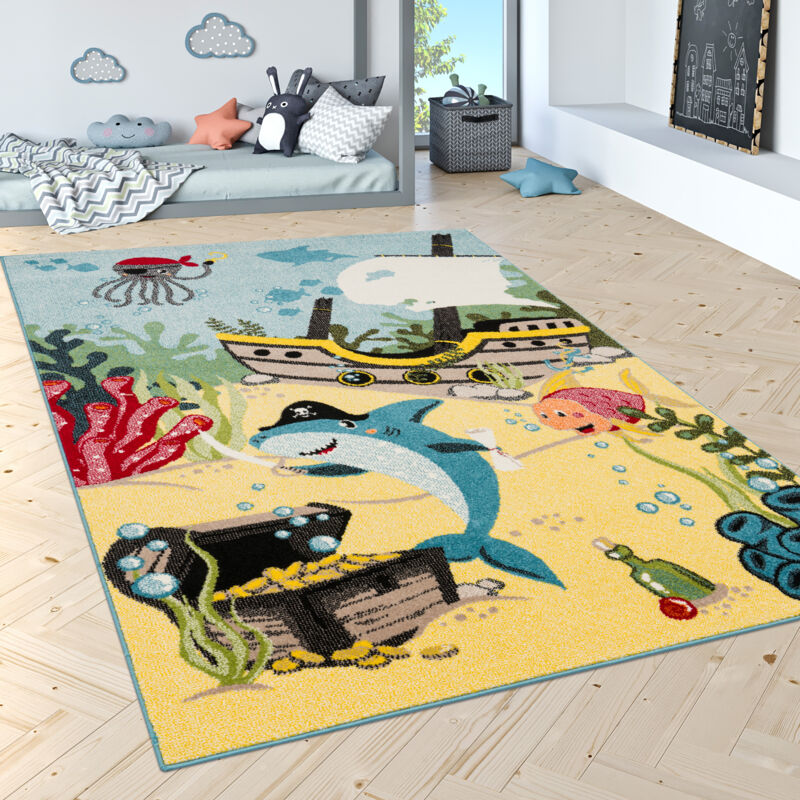 Paco Home Tapis Pour Enfant Poisson-Clown Turquoise Chambre d'enfant Tapis Motif Turquoise 80x150 cm