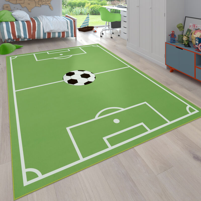 Paco Home – Tapis de jeux pour enfants motif football – Dimensions 80x150 cm – 100% polyester – Compatible chauffage au sol jusqu'à 24°C – Facile à nettoyer