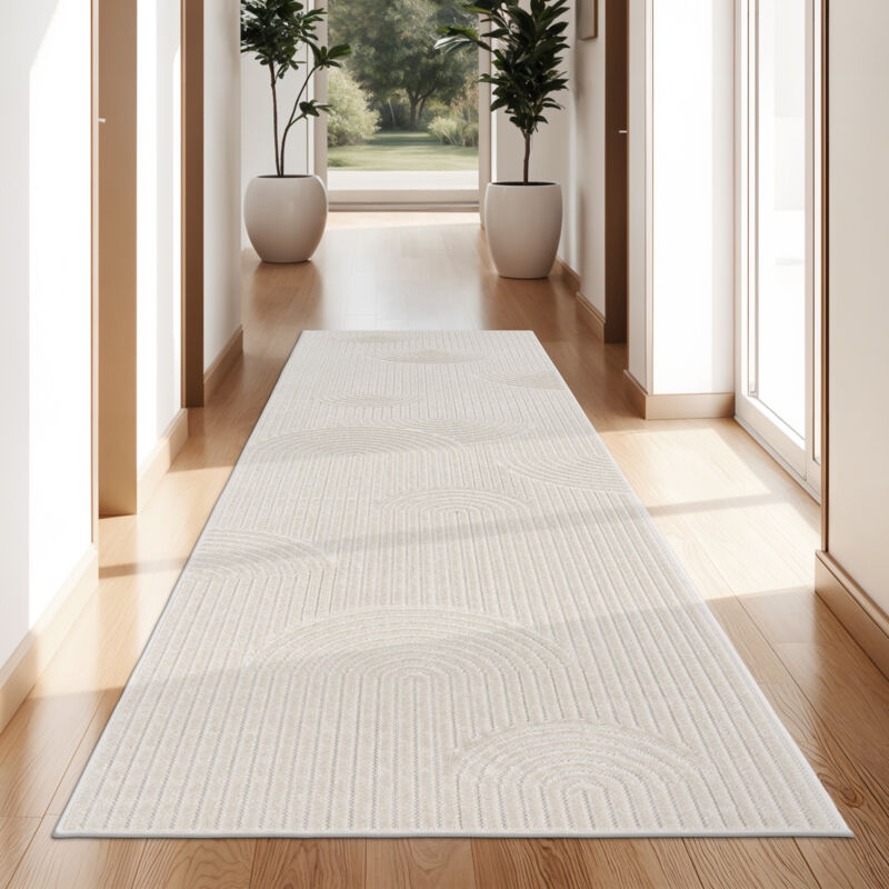Tapis D'Extérieur Résistant Aux Intempéries Salon Skandi Arc-En-Ciel Crème 80x150 cm - Paco Home