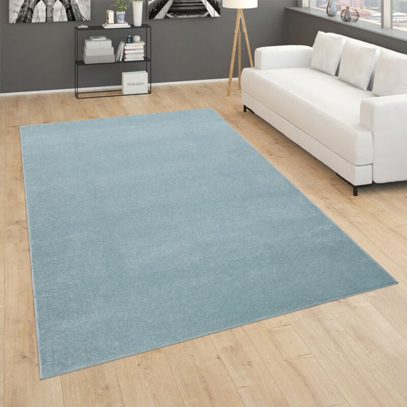Paco Home - Tapis Pour Salon Uni Poils Ras Sobre Et Moderne, Turquoise 120x170 cm