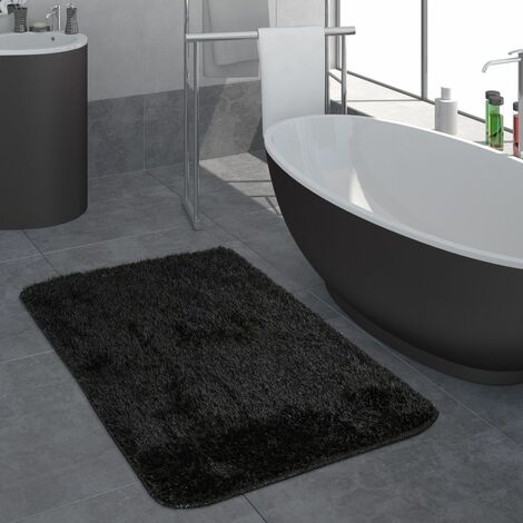 Tapis / chemin de salle de bain Soft noir anthracite 50x180 antidérapant