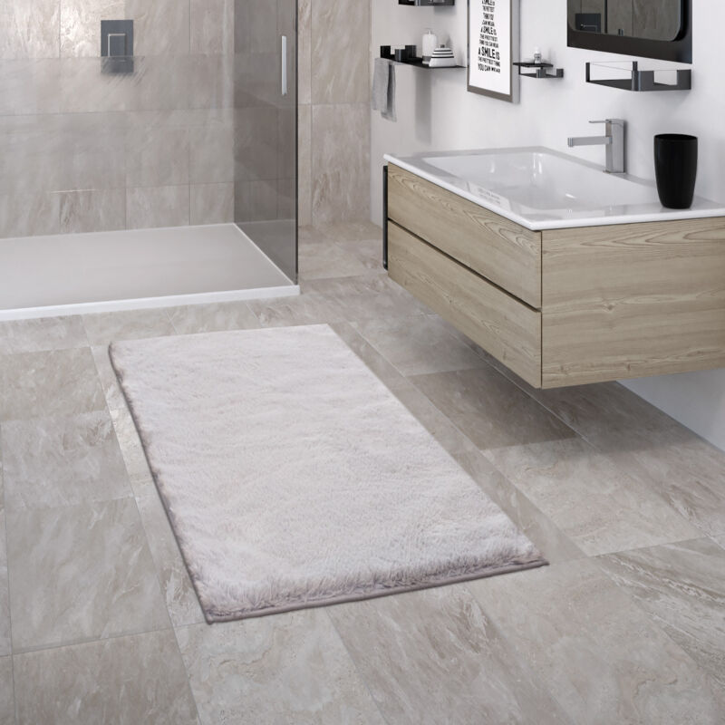 Paco Home Tapis Salle De Bain Tapis De Bain Antidérapant Moelleux Lavable Monochrome Gris, 50x80 cm