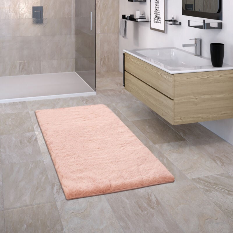 Tapis Salle De Bain Tapis De Bain Antidérapant Moelleux Lavable Monochrome 80x150 cm, Pink - Paco Home