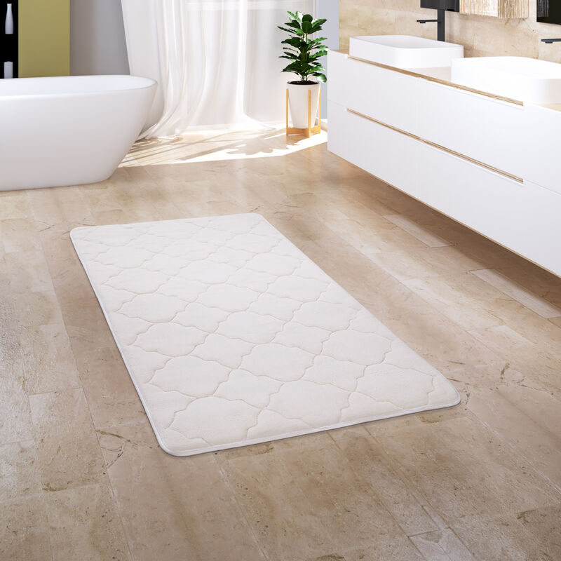 Tapis Salle De Bain Tapis De Bain Moelleux Mousse à Mémoire De Forme 3D 50x80 cm, Crème 2 - Paco Home