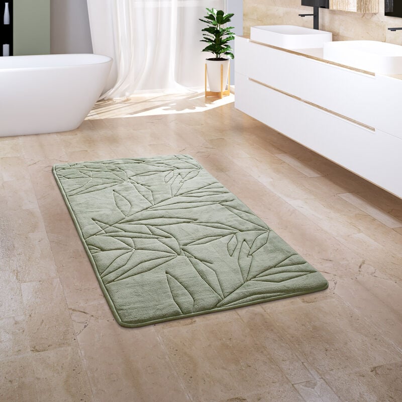 Tapis Salle De Bain Tapis De Bain Moelleux Mousse à Mémoire De Forme 3D 60x100 cm, Vert - Paco Home