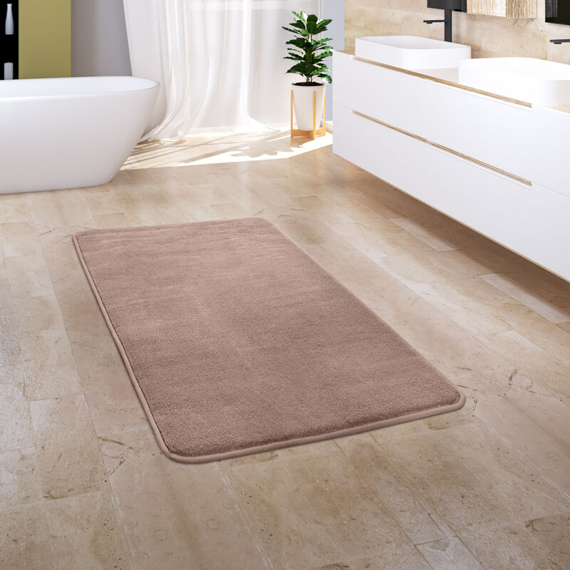 Tapis Salle De Bain Tapis De Bain Moelleux Mousse à Mémoire De Forme 3D Beige 2, 65x120 cm (de) - Paco Home