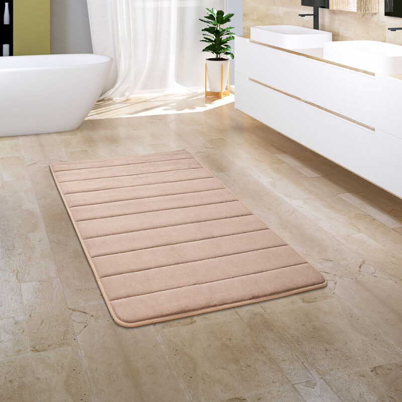 Tapis Salle De Bain Tapis De Bain Moelleux Mousse à Mémoire De Forme 3D 50x80 cm, Beige 3 - Paco Home