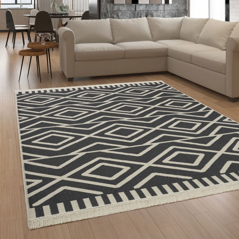 Paco Home - Tapis Salon Chambre Adulte Lavable En Machine Motif Scandinave Motif Boho 60x90 cm, Anthracite 2
