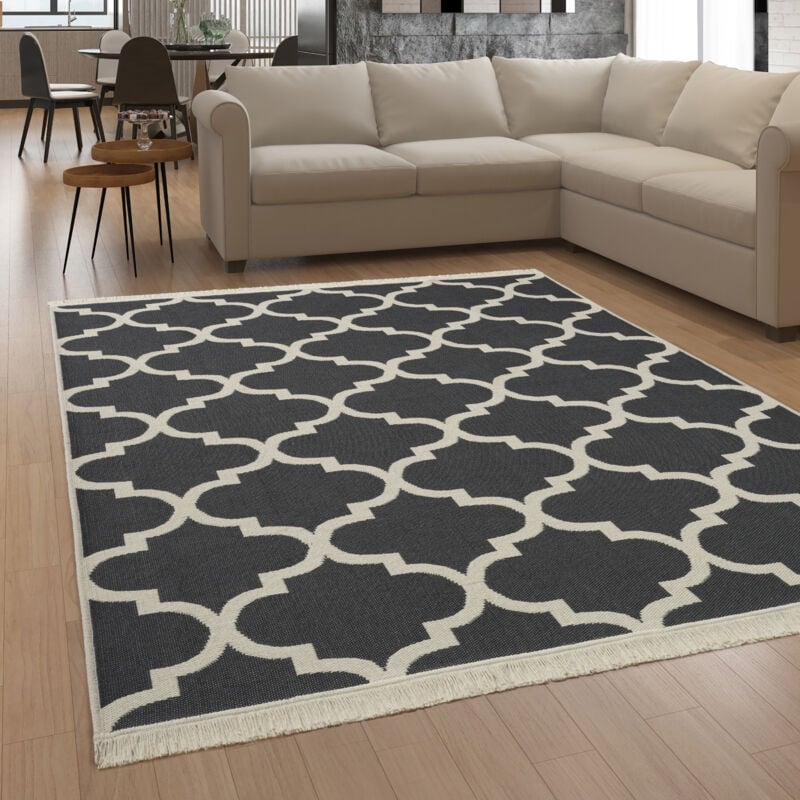 Paco Home Tapis Salon Chambre Adulte Lavable En Machine Motif Scandinave Motif Boho 60x180 cm, Anthracite 3