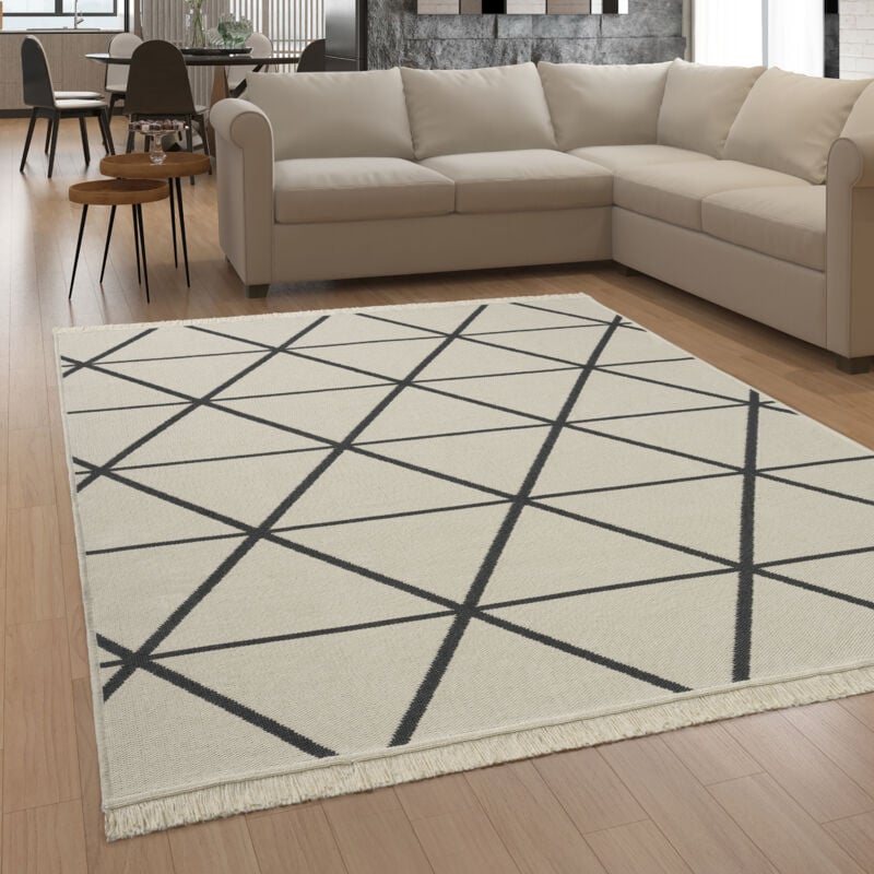 Tapis Salon Chambre Adulte Lavable En Machine Motif Scandinave Motif Boho 160x220 cm, Gris - Paco Home