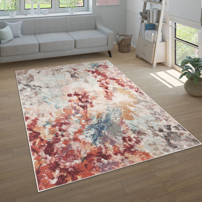 Paco Home Tapis Salon Chambre Adulte Poils Ras Moderne Motif Abstrait Vintage 60x100 cm, Multicolore 3