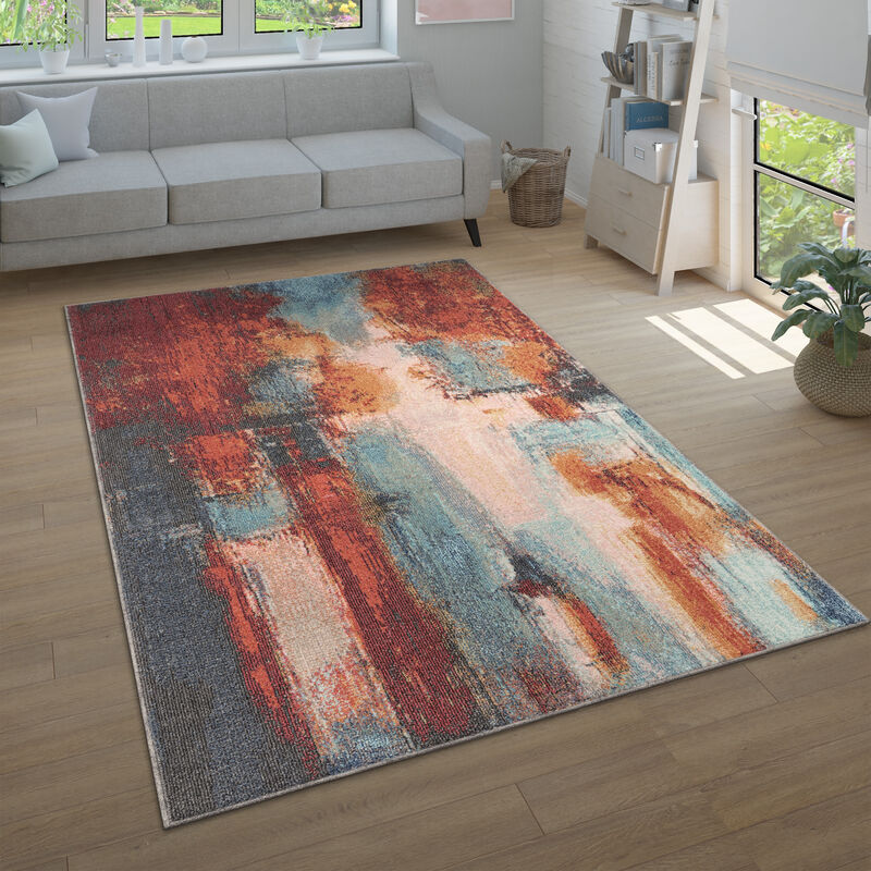 Tapis Salon Chambre Adulte Poils Ras Moderne Motif Abstrait Vintage 60x100 cm, Multicolore 4 - Paco Home