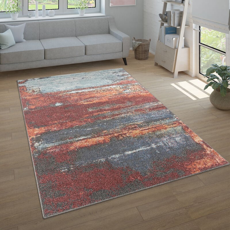 Tapis Salon Chambre Adulte Poils Ras Moderne Motif Abstrait Vintage 60x100 cm, Multicolore 2 - Paco Home