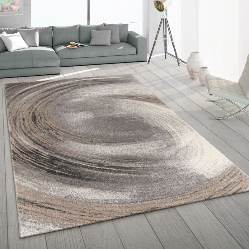 Tapis Salon Chambre Adulte Poils Ras Motif Abstrait Vintage Geometrique Gris 60x100 cm - Paco Home