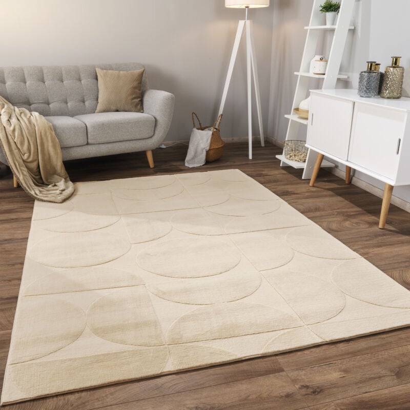 Tapis Salon Chambre Adulte Poils Ras Scandinave Motif Boho Motif Geometrique 160x220 cm, Beige 6 - Paco Home