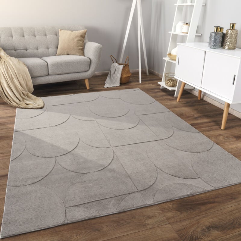 Tapis Salon Chambre Adulte Poils Ras Scandinave Motif Boho Motif Geometrique 240x340 cm, Gris 6 - Paco Home