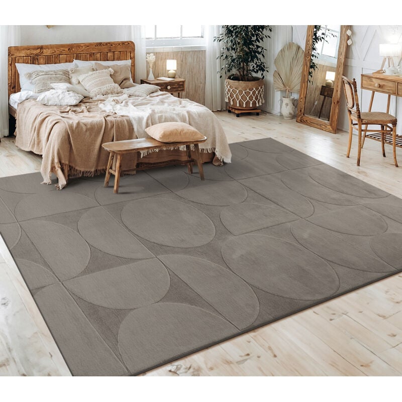 Paco Home Tapis Salon Chambre Adulte Poils Ras Scandinave Motif Boho Motif Geometrique 200x280 cm, Gris 6