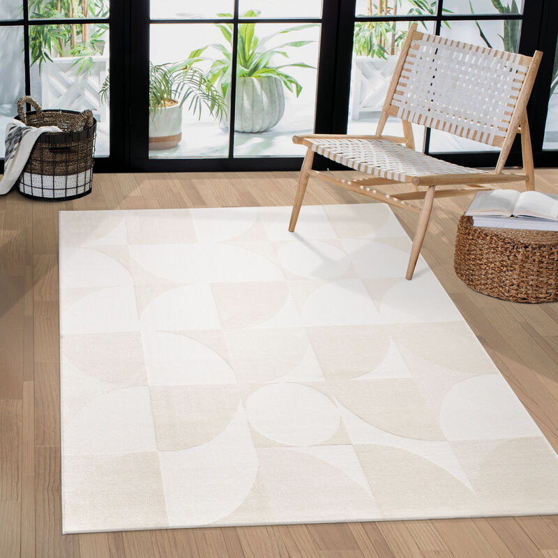 Tapis Salon Chambre Adulte Poils Ras Uni Motif Scandinave Motif Geometrique 80x150 cm, Crème 4 - Paco Home