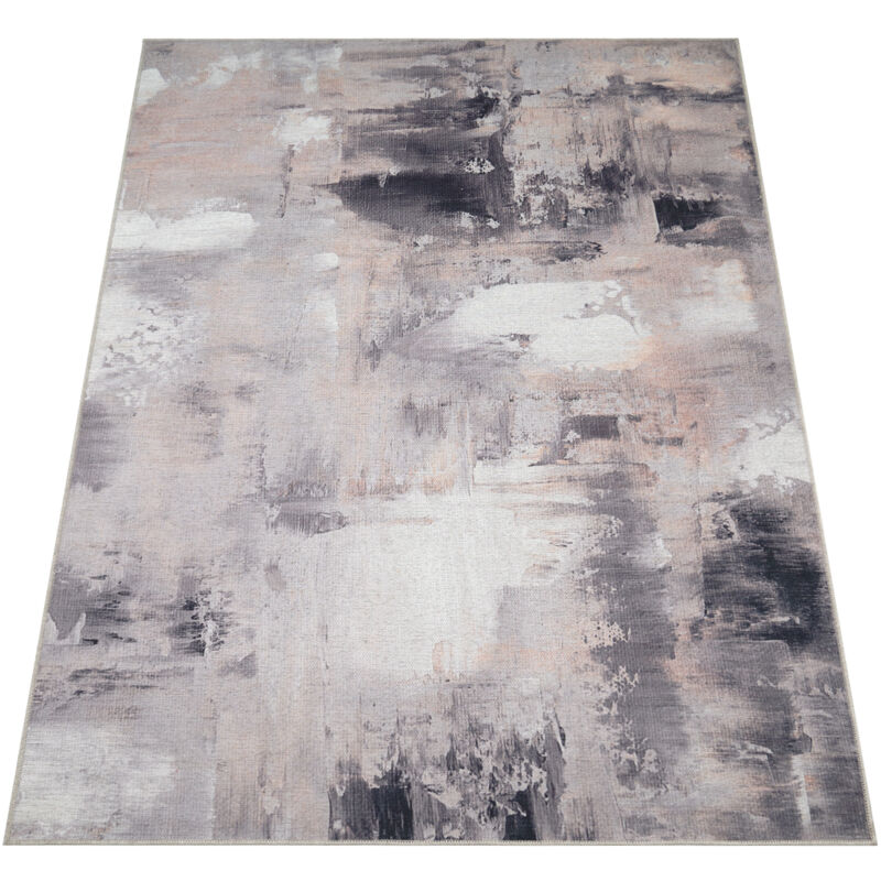 Tapis Salon Chambre Adulte Tissage Plat Moderne Motif Abstrait Vintage Lavable 80x150 cm, Beige - Paco Home