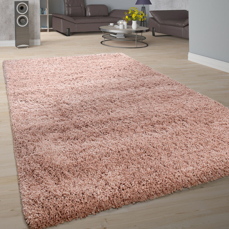 Paco Home Tapis Salon Doux Shaggy Poils Longs Moderne Moelleux Uni Rose 160x230 cm