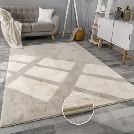 Paco Home Tapis Salon En Fausse Fourrure Pelucheux Hautes Mèches Doux Plusieurs Couleurs 140x200 cm, Crème