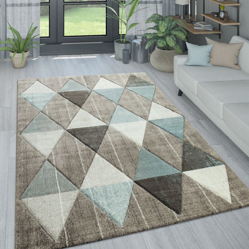 Paco Home - Tapis Salon Pastel Losanges Triangles Zigzags 160x230 cm, Beige
