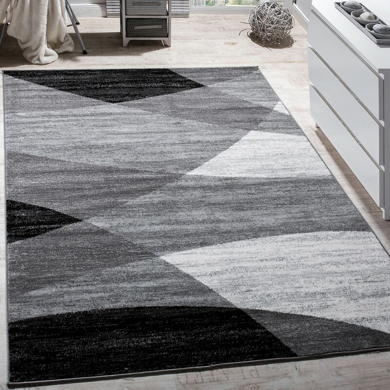 Paco Home - Tapis Salon Poils Ras Intemporel Géométrique 160x220 cm, Gris