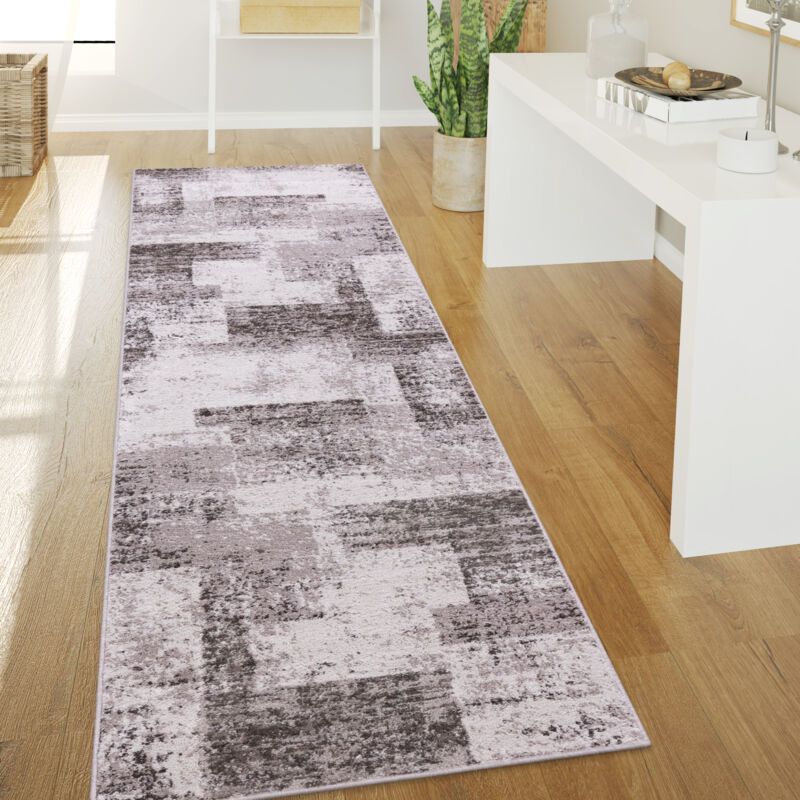 Tapis Salon Poils Ras Tapis Vintage Abstrait Moderne Motif Diamant Géométrique 60x100 cm, Beige 2 - Paco Home