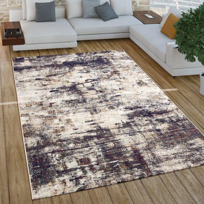 Paco Home Tapis Salon Vintage Industriel Poils Courts Rouille 60x100 cm, Beige