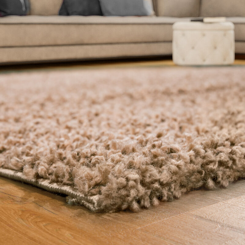 Paco Home - Tapis Shaggy Longues Mèches En Beige 150 cm carré