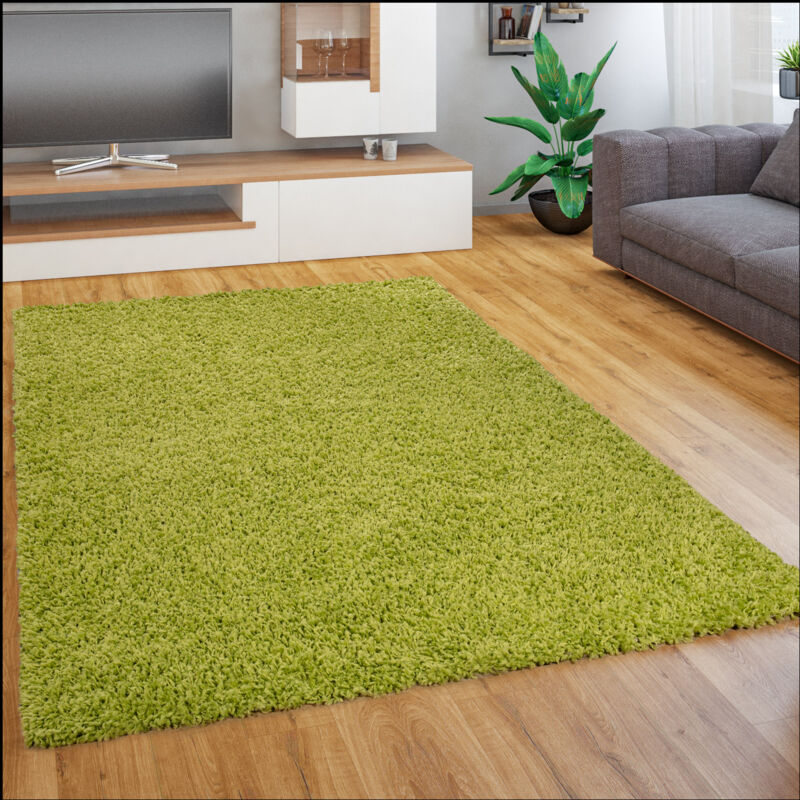 Tapis Salon Chambre Adulte Poil Long Shaggy Pelucheux Uni Moderne Moelleux 70x250 cm, Vert - Paco Home