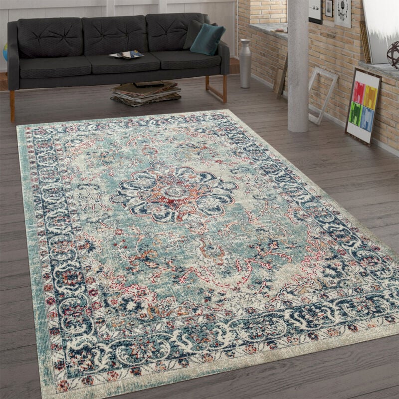Tapis Tendance Tissage à Plat Vintage Orient Look Usé Ornements Multicolore 80x150 cm - Paco Home