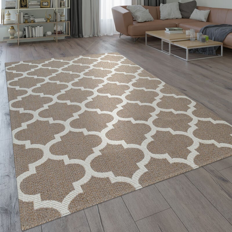 Paco Home Tapis Tissage À Plat Moderne Motif Tissé Orient Design Marocain En Beige 60x100 cm