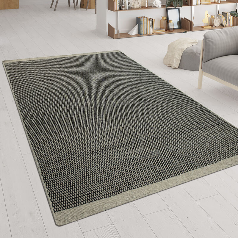 Paco Home Tapis Tissé Main Tissage À Plat Style Scandinave Chiné Motif Tissé Gris 120x170 cm
