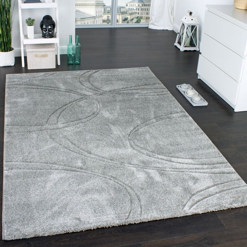 Paco Home - Tapis Unicolore Tapis Design à Contours Fait Main Gris 60x110 cm