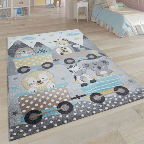 Tappeto YOYO GD52 grigio / giallo - Stelle, nuvole, patchwork per bambini,  strutturali, sensoriali Frange 140x190 cm