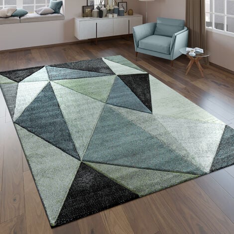 Paco Home Tappeto 3D Triangoli Pastello Trend Grigio Turchese