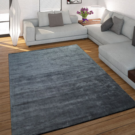 Paco Home Tappeto Realizzato A Mano Pregiato 100% Viscosa Effetto Velluto Vintage Antracite Brillante 80x150 cm