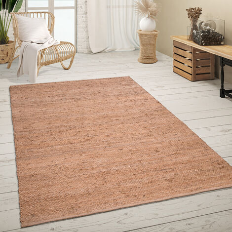 Paco Home Tappeto Salotto Fibra Naturale Iuta Fatto A Mano Motivo Astratto Moderno 120x170 cm, Natura 4