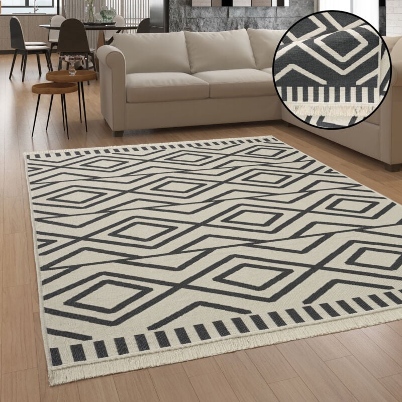 Paco Home - Tappeto Salotto Moderno Soggiorno Lavabile In Lavatrice Motivo Scandinavo Boho 200x280 cm, Antracite 2