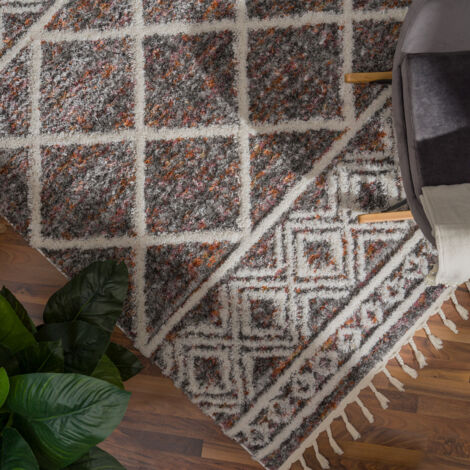 Paco Home Tappeto Salotto Moderno Soggiorno Pelo Lungo Moderno Boho Scandinavo Frange