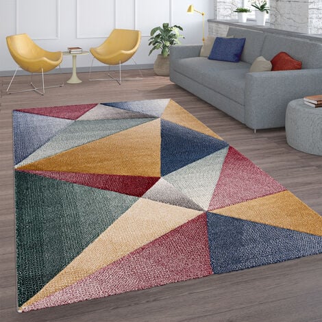 Paco Home Tappeto Salotto Pelo Corto Motivo Geometrico Diamante Moderno Con Effetto 3D