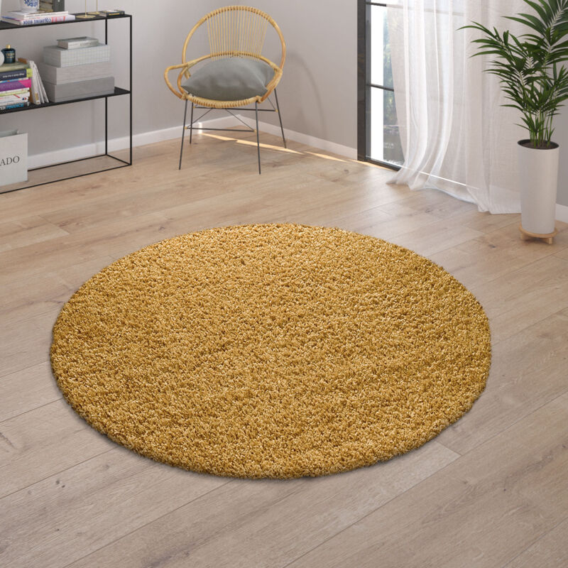 Paco Home Tappeto Shaggy a pelo alto in giallo per il soggiorno resistente, morbido e robusto 60x100 cm