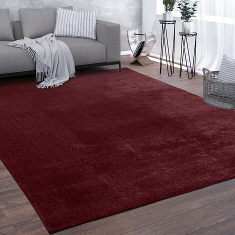 Paco Home Teppich, weicher Kurzflor-Teppich Für Wohnzimmer, Soft, Waschbar, In Rot