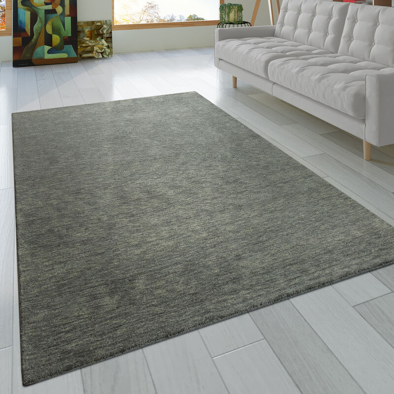 Paco Home Teppich Wohnzimmer Kurzflor Naturfaser Einfarbig Handgearbeitet Gabbeh Grau, 200x300 Cm