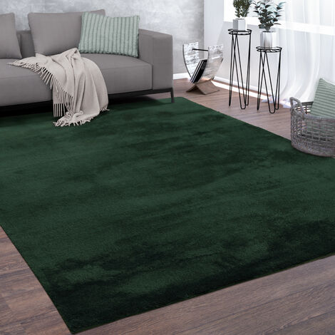Paco Home Teppich Wohnzimmer Kurzflor Waschbar Einfarbiger Moderner Stil Weich Grün