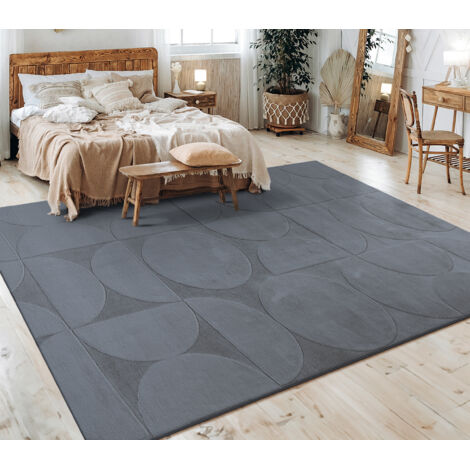 Paco Home Teppich Wohnzimmer Schlafzimmer Kurzflor Skandinavisches Boho Muster Geometrisch 160x220 cm, Anthrazit 6