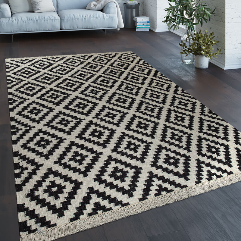 Tessuto A Mano Trendy Tappeto Moderno Design Marocchino Frange In N...