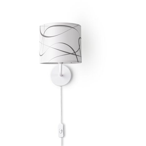 Paco Home Tischlampe Nachttisch Stoffschirm Wandleuchte Wohnzimmer Tischleuchte Vintage Wandleuchte - Weiß, Design 3 (Ø18 cm)